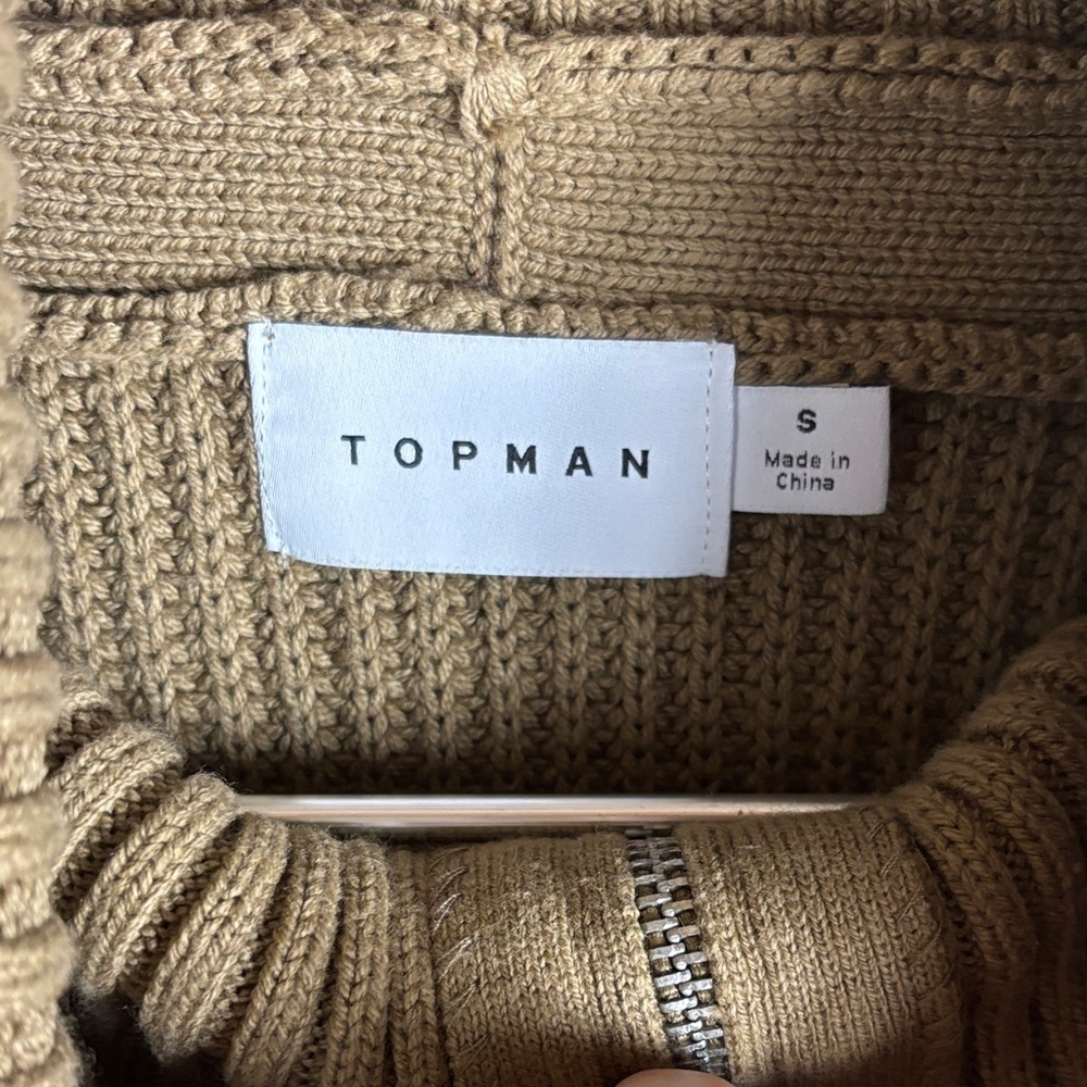 Topman > Brown Quarter Zip Turtleneck Sweater Small - Picture 8 of 10